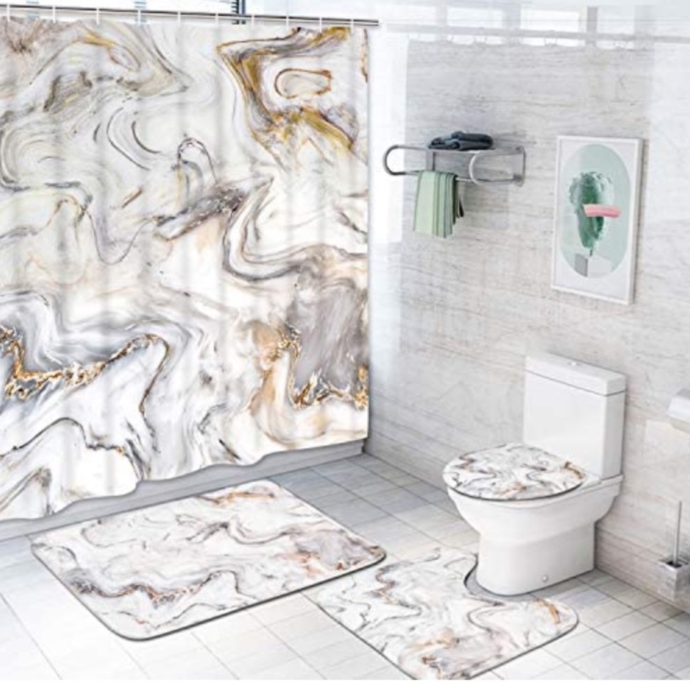 WASHROOM SET 4 Piece Marble Texture SET